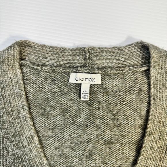 Ella Moss Cardigan Sweater Large Olive Green Minimalist Cozy Casual Layering - Picture 6 of 16